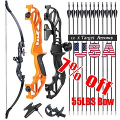 53″ Archery Beginner Adult RH Takedown Recurve Bow Arrow for Target Practice