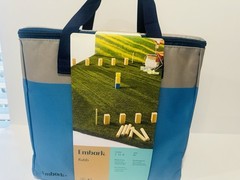 Embark Kubb Outdoor Lawn Game Set Complete Blue and Gray with Carry Case Bag