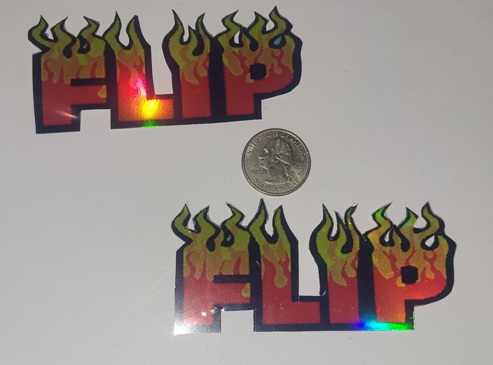 Inspired By FLiP (Lot Of 2) Vinyl Laminated Stickers Skater Surfer
