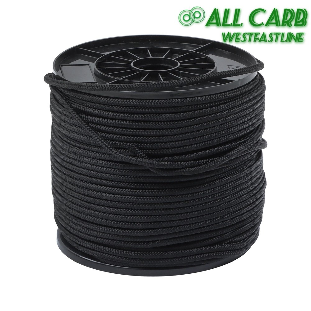 1/4in×500ft Nylon Solid Braid Rope High UV Abrasion Resistance Industrial Black
