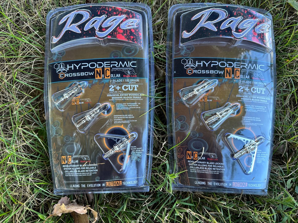 2 packs Rage Cross bow Hypodermic NC No Collar mechanical Broadheads 100 Grain