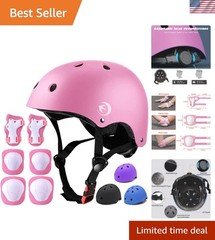 Kids Helmet Set with Knee Pads Elbow Pads Wrist Guards,Adjustable Helmet for …
