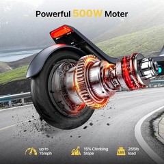 Folding Electric Scooter Adults 500W 25KM/H 31 Miles Range 10″ Tire APP Control
