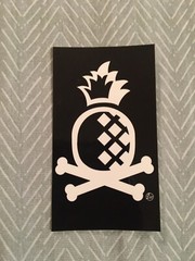 Pineapple Bones sticker, graphic logo collectible sticker, about 2” x 3.5”
