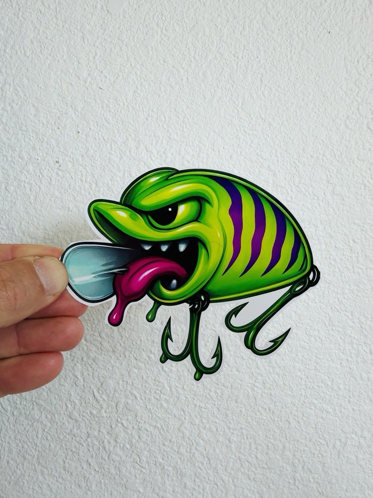Angry Bait Fishing Lure Sticker Fish Boat Tackle Car Bumper Decal Bass Trout