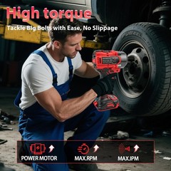 20V Brushless Impact Wrench Kit, 500Nm High Torque, 1/4″ with Adapter 4-Speed…