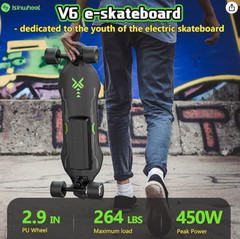 isinwheel electric skateboard 10 Miles Max Range, 12 MPH Top Speed, 264lbs max