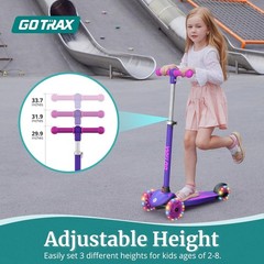 Kids Kick Scooter with LED Lighted Wheels Adjustable Height Handlebar & Widen…