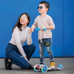 3-Wheel Kick Scooter for Kids Ages 3-8 Lean-to-Steer Toddler Scooter with Ext…