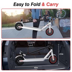AOVOPRO White 350W 8.5′ Foldable Electric Scooter for Adults & Teens 21Miles