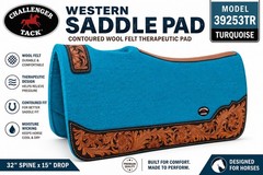 Challenger 39253TR Western Contoured Wool Felt Saddle Pad Turquoise 32×30