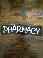 Pharmacy Boardshop Skateboard Decal Sticker Black and White 8×2 Inch Skate Vegas