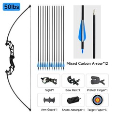 45/50lbs Direct Pull Bow Alloy Handle Mixed Carbon Arrow 5 Needle Aiming