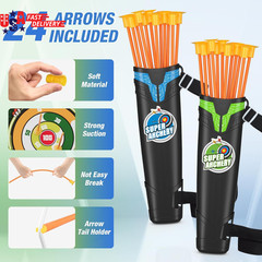 2 Pack Bow and Arrow for Kids, LED Light up Archery Set with 24 Suction Cup Arro