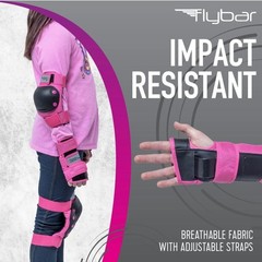 Kids & Adults Unisex Sports Protective Gear Set Knee Elbow Wrist Pads Pink Size