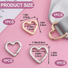 Keychain Clip, Zinc Alloy Heavy Duty Heart Carabiner, Spring Snap Clasp Hook for