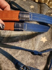 Equestrian Rubber Grip Schooling Reins With Buckle Ends..blue Nylon..apprx 10 Ft