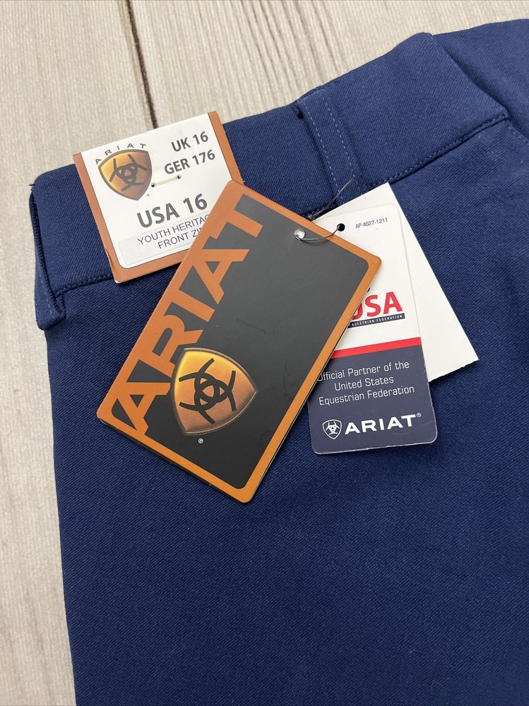 Ariat Heritage Knee Patch Riding Breeches Kids Youth 16R Unisex Navy Blue NWT