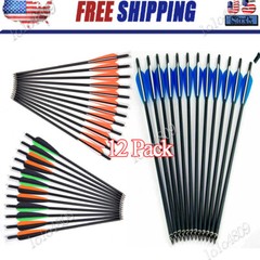 Pack of 12 20 Inch Carbon Crossbow Bolts Hunting Archery Arrows W / 4 inch Blade