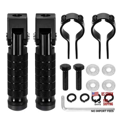 90 Degree Foldable Footpegs M8 Motorcycle Foot Pegs CNC Anti-Skid B Black