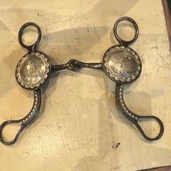 Western Grazing Snaffle Bit w/ Engraved Silver Conchos & Shanks; Approx 7″