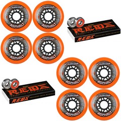 Labeda Asphalt Inline Roller Hockey Wheels 80mm Orange 85A 8-Pack Bones Reds