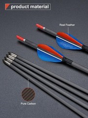 31″ PURE Carbon Arrows ID4.2mm SP500-1200 Fixed Tips for Bow Target Practice