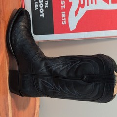 Hyer Quill Ostrich Cowboy Boots Black Men’s Size 13 HM55001