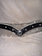 Dressage “V” GEL 18” Browband Black And White Pearls With Shields