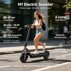 Electric Scooter Adult 620W Motor 28 Miles Long Range E Scooters Dual Suspension