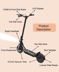 DRIVETRON ELECTRIC SCOOTER – DT01 Max Speed 19M/H Range ~30 miles, DISC BRAKE