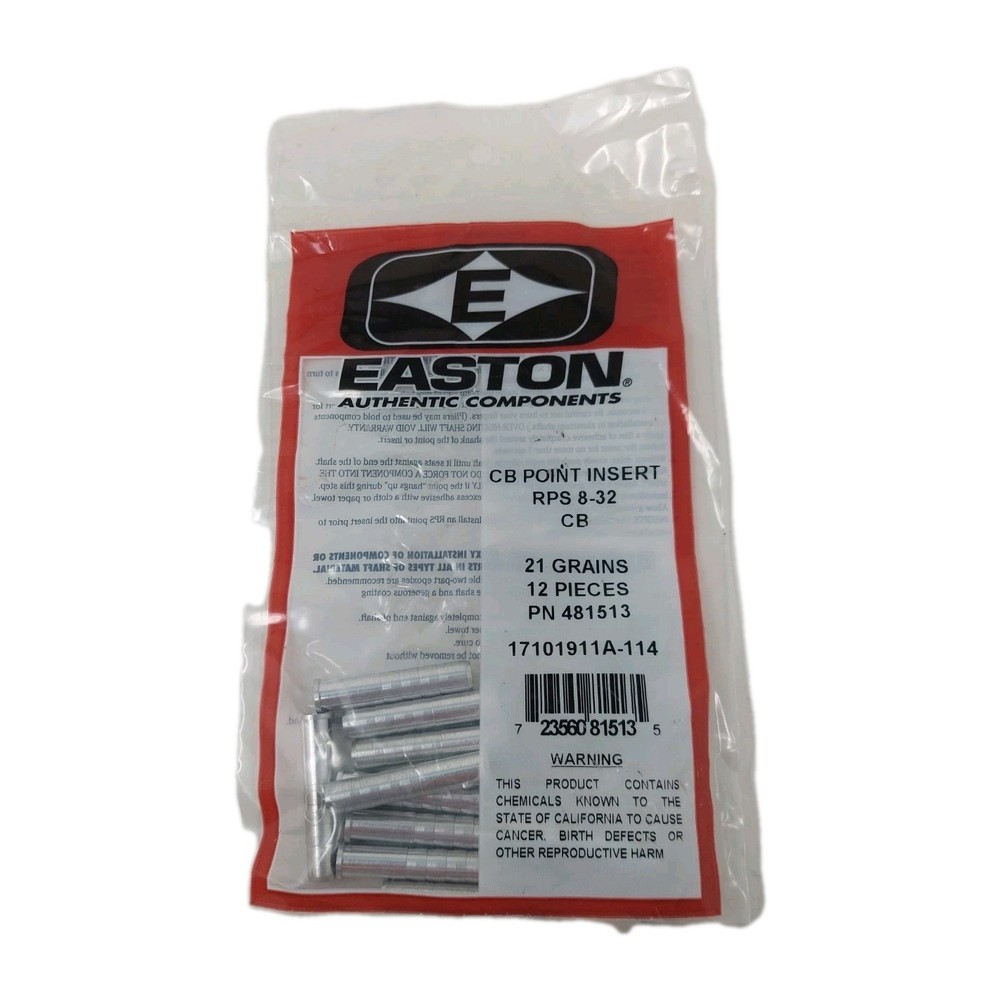 Easton CB Point 8-32 Inserts: Fits S Diameter Arrow Shafts: 21 Grain 481513 New
