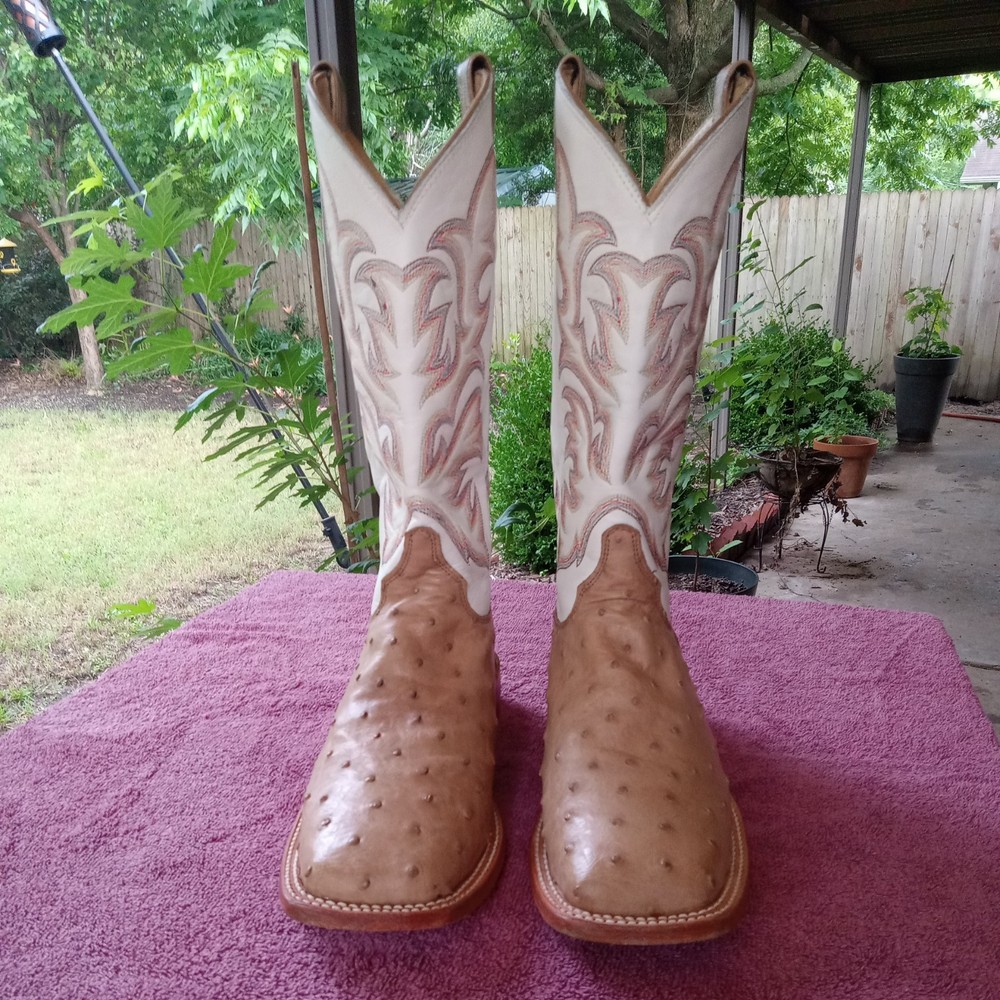 Justin Full Quill Ostrich Boots 8.5D