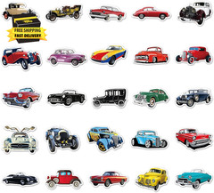 51 PCS Vintage Classic Car Stickers Pack for Kids Teens Adults Classic Cars Wate