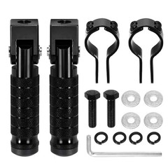 90 Degree Foldable Footpegs M8 Motorcycle Foot Pegs CNC Anti-Skid B Black