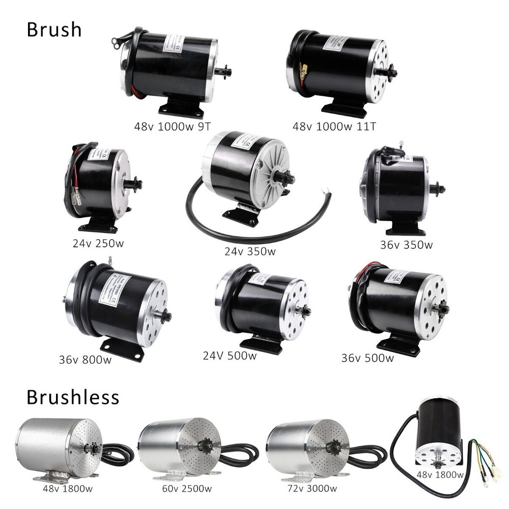 24V 36V 48V 72V 250W- 3000W Electric Motor For E bike Scooter ATV Quad Dirt Bike