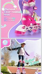 SULIFEEL Rainbow Unicorn Adjustable Inline Skates for Girls Boys and Kids wit…