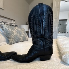 Dan Post Black Lizard Leather Upper Western Cowboy Boots Pointed Toe US Size 11
