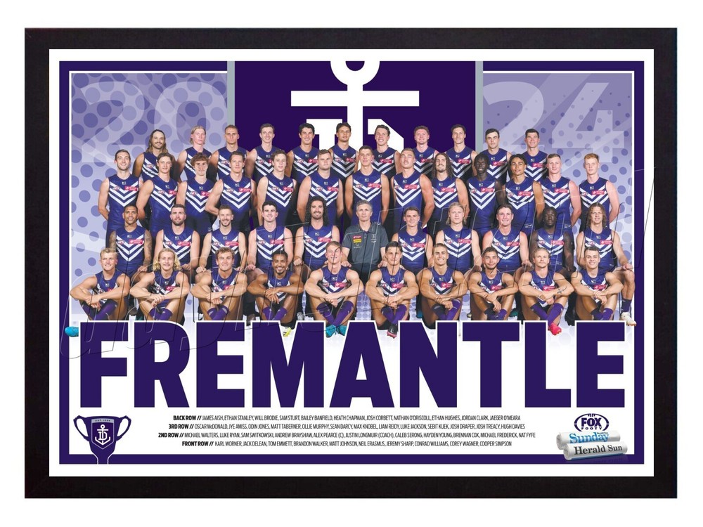 Framed 2024 Fremantle Dockers AFL Poster – 84cm x 59.5cm x 3cm