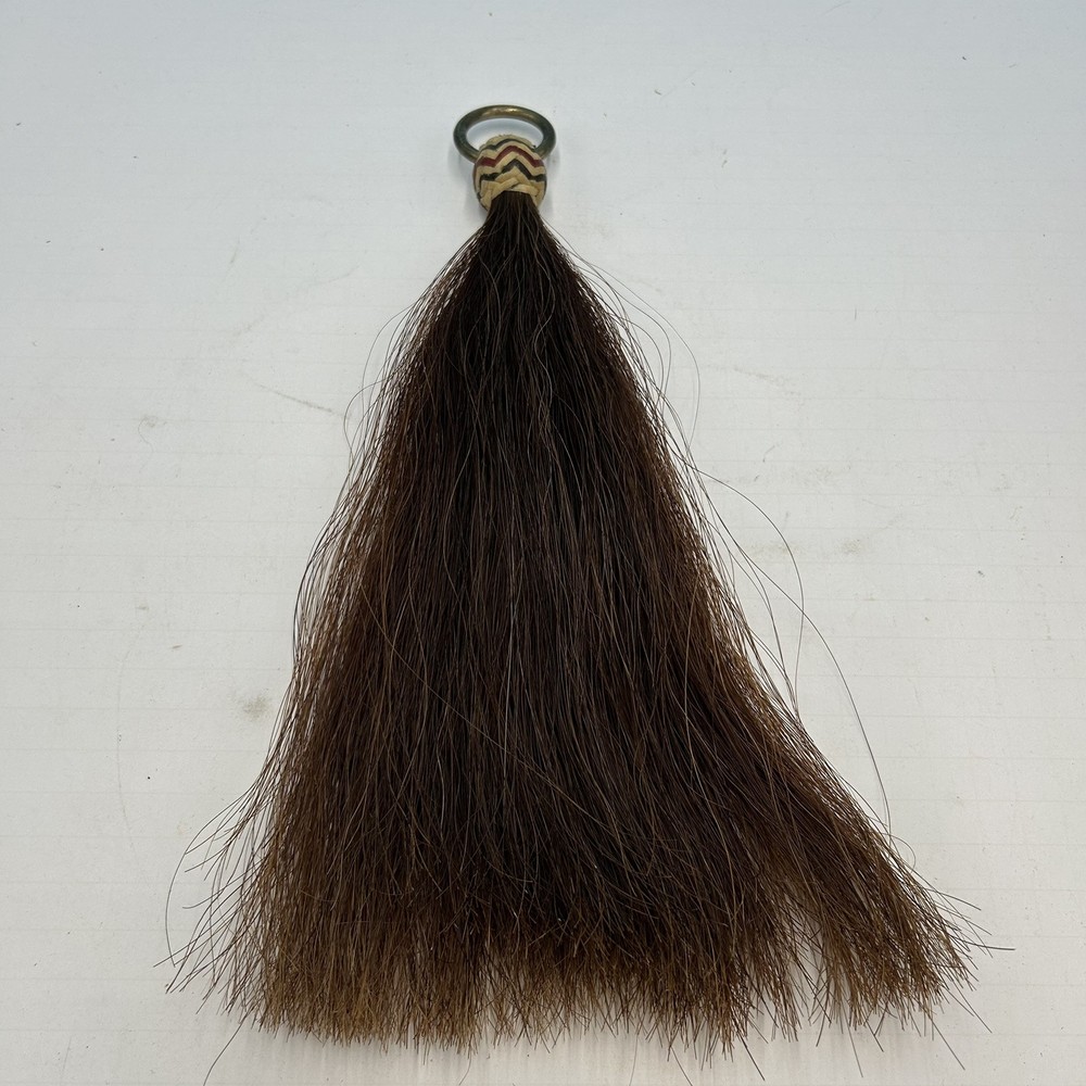 13” Horsehair Shoofly Round Striped Rawhide Knot Brass Ring Chestnut Sorrel