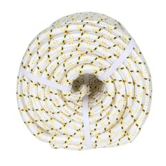 3/4 Inch 24 Strand Braided Rope 150 Ft (White, Yellow, Black) Rigging Rope 44 KN