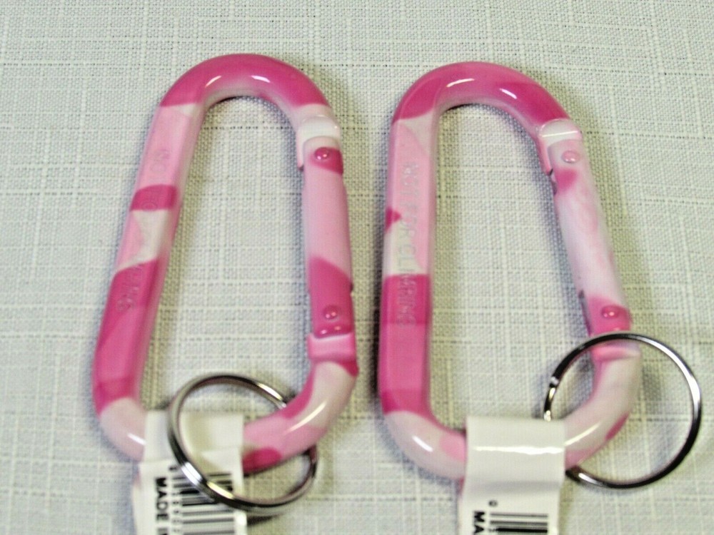 2X Camouflage Carabiners Pink 3″ Aluminum Carabiner D-Ring Key Chain GIRLS LADY