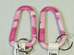 2X Camouflage Carabiners Pink 3″ Aluminum Carabiner D-Ring Key Chain GIRLS LADY