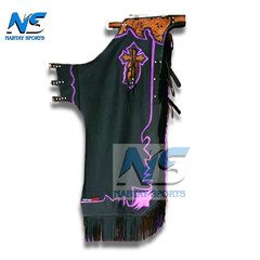 Bull Riding Chaps western Black Leather Show Adult chap fringes