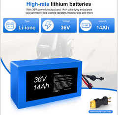 36V 14Ah Lithium ion Battery Pack for 350W 500W 750W 1000W Electric Motor 10s5p