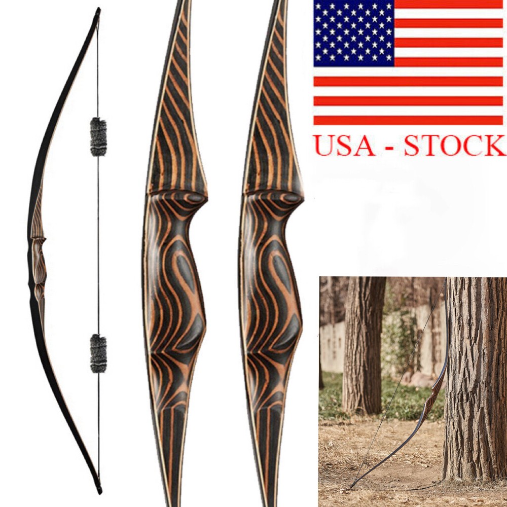 20-70lb Archery 54″ Handmade Traditional Recurve Bow Hunting Laminated Longbow