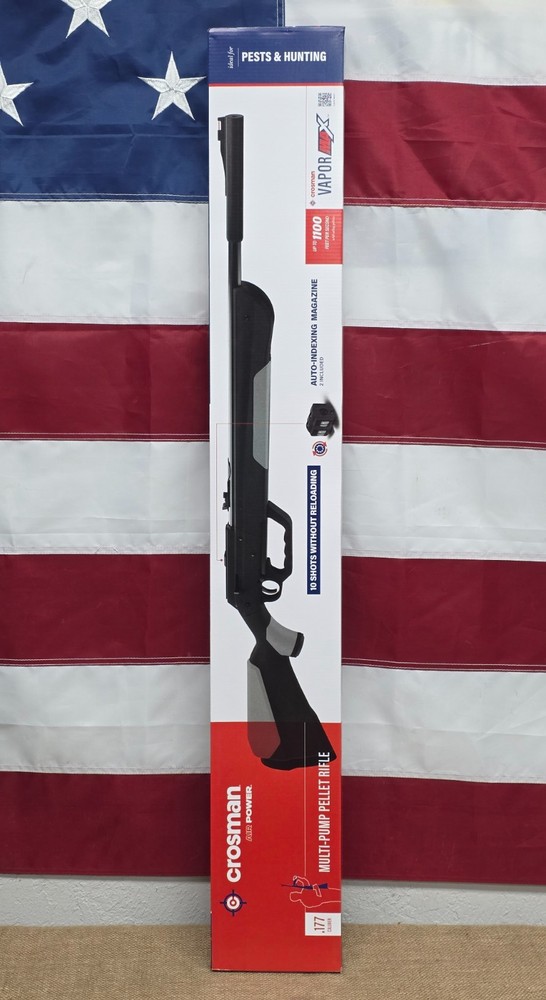 Crosman Vapor Max .177 Pellet BA Pump Air Rifle, 1100 FPS, w/ 2 Mags – CVPRM7