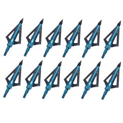 12Pcs Archery Broadheads 100Grain 3 Blade 2″ Dia Expandable Arrowheads Hunting