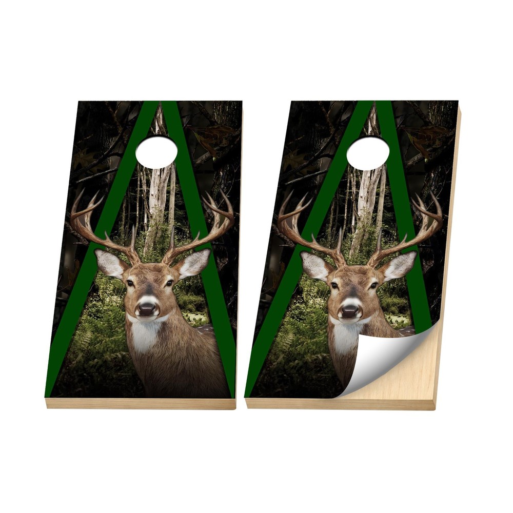 Premium Cornhole Vinyl Wraps – 3M Decal – Hunting – Whitetail Buck Woods Camo