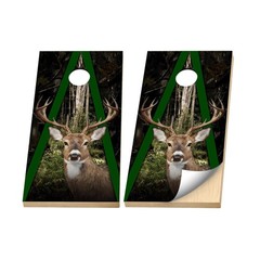 Premium Cornhole Vinyl Wraps – 3M Decal – Hunting – Whitetail Buck Woods Camo